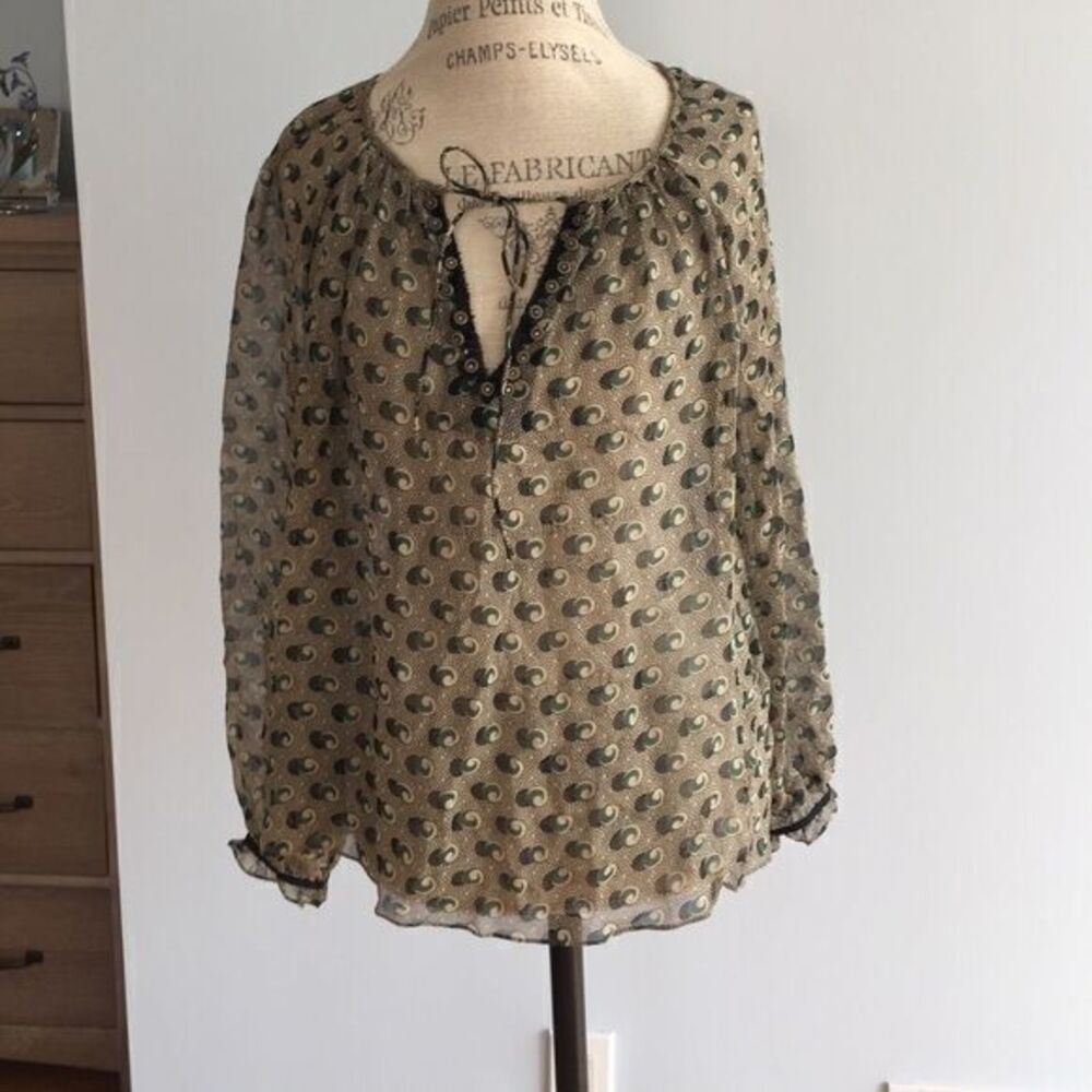 Olive color silk blouse